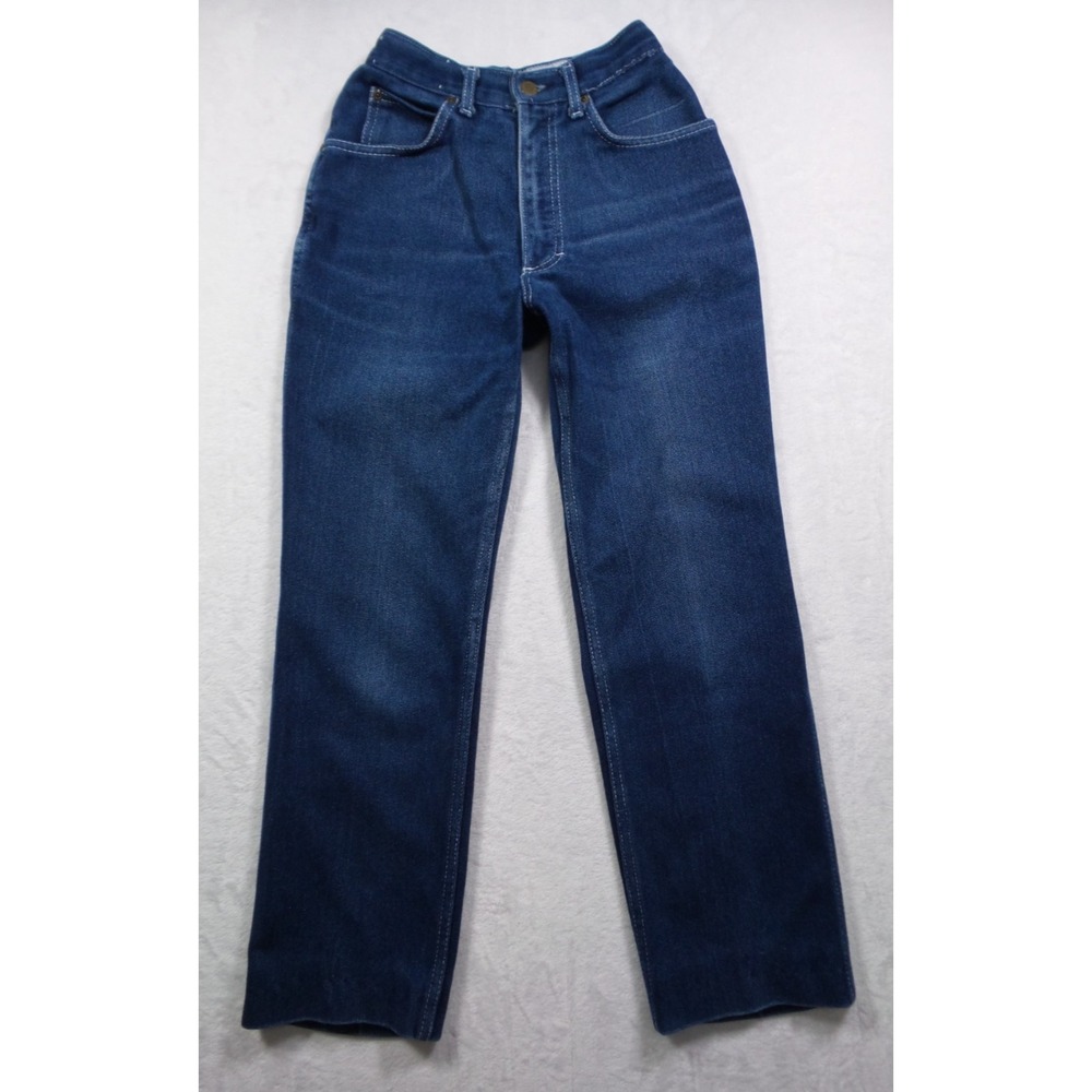 Vintage Kenny Rogers Jeans Teens Size 7 Blue Denim Western Floral Embroidered